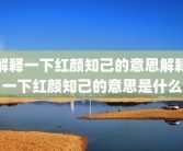 解释一下红颜知己的意思解释一下红颜知己的意思是什么