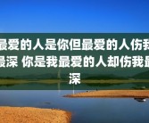 最爱的人是你但最爱的人伤我最深 你是我最爱的人却伤我最深
