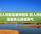 别人问你是谁神回复 别人问你是谁怎么回复霸气 