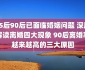 85后90后已面临婚姻问题 深度解读离婚四大现象 90后离婚率越来越高的三大原因