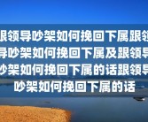 跟领导吵架如何挽回下属跟领导吵架如何挽回下属及跟领导吵架如何挽回下属的话跟领导吵架如何挽回下属的话