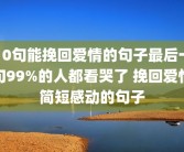 10句能挽回爱情的句子最后一句99%的人都看哭了 挽回爱情简短感动的句子