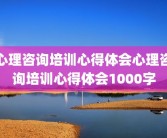心理咨询培训心得体会心理咨询培训心得体会1000字