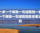 一岁一个转账一句话简短一岁一个转账一句话简短发给老公的