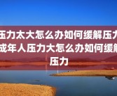 压力太大怎么办如何缓解压力 成年人压力大怎么办如何缓解压力