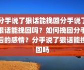 分手说了狠话能挽回分手说了狠话能挽回吗？如何挽回分手后的感情？分手说了狠话能挽回吗