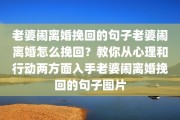 老婆闹离婚挽回的句子老婆闹离婚怎么挽回？教你从心理和行动两方面入手老婆闹离婚挽回的句子图片