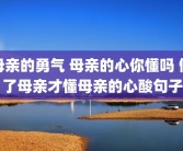 母亲的勇气 母亲的心你懂吗 做了母亲才懂母亲的心酸句子