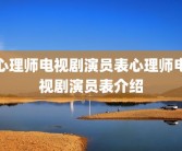 心理师电视剧演员表心理师电视剧演员表介绍