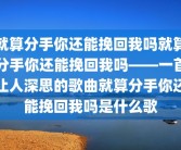 就算分手你还能挽回我吗就算分手你还能挽回我吗——一首让人深思的歌曲就算分手你还能挽回我吗是什么歌