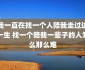 我一直在找一个人陪我走过这一生 找一个陪我一辈子的人怎么那么难