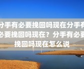 分手有必要挽回吗现在分手有必要挽回吗现在？分手有必要挽回吗现在怎么说