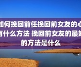 如何挽回前任挽回前女友的心有什么方法 挽回前女友的最好的方法是什么