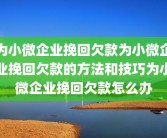 为小微企业挽回欠款为小微企业挽回欠款的方法和技巧为小微企业挽回欠款怎么办