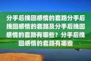 分手后挽回感情的套路分手后挽回感情的套路及分手后挽回感情的套路有哪些？分手后挽回感情的套路有哪些