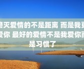磨灭爱情的不是距离 而是我更爱你 最好的爱情不是我爱你而是习惯了