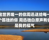 这世界唯一的你周迅送给每一个孤独的你 周迅独白原声有你是我的福气