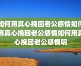 如何用真心挽回老公感情如何用真心挽回老公感情如何用真心挽回老公感情呢