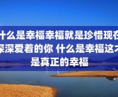什么是幸福幸福就是珍惜现在深深爱着的你 什么是幸福这才是真正的幸福