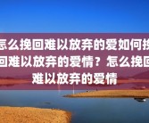 怎么挽回难以放弃的爱如何挽回难以放弃的爱情？怎么挽回难以放弃的爱情