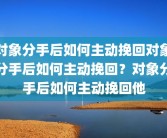 对象分手后如何主动挽回对象分手后如何主动挽回？对象分手后如何主动挽回他