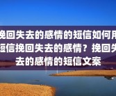 挽回失去的感情的短信如何用短信挽回失去的感情？挽回失去的感情的短信文案