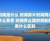 时间是什么 时间碎片时间残余什么意思 时间停止跟时间删除有什么区别