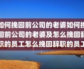 如何挽回前公司的老婆如何挽回前公司的老婆及怎么挽回辞职的员工怎么挽回辞职的员工