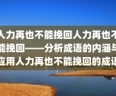 人力再也不能挽回人力再也不能挽回——分析成语的内涵与应用人力再也不能挽回的成语