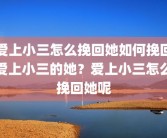 爱上小三怎么挽回她如何挽回爱上小三的她？爱上小三怎么挽回她呢