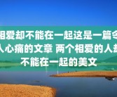 相爱却不能在一起这是一篇令人心痛的文章 两个相爱的人却不能在一起的美文