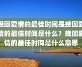 挽回爱情的最佳时间是挽回爱情的最佳时间是什么？挽回爱情的最佳时间是什么意思