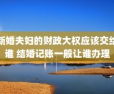 新婚夫妇的财政大权应该交给谁 结婚记账一般让谁办理