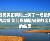 最完美的离婚上演了一场最棒的离婚 如何理解最完美的离婚的结局