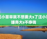 汪小菲早就不想要大s了汪小菲嫌弃大s不挣钱