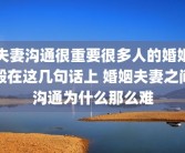 夫妻沟通很重要很多人的婚姻毁在这几句话上 婚姻夫妻之间沟通为什么那么难