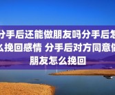 分手后还能做朋友吗分手后怎么挽回感情 分手后对方同意做朋友怎么挽回