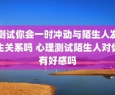测试你会一时冲动与陌生人发生关系吗 心理测试陌生人对你有好感吗