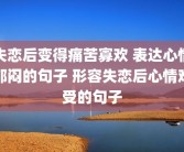 失恋后变得痛苦寡欢 表达心情郁闷的句子 形容失恋后心情难受的句子