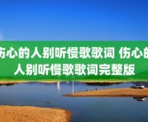 伤心的人别听慢歌歌词 伤心的人别听慢歌歌词完整版
