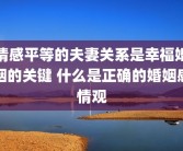 情感平等的夫妻关系是幸福婚姻的关键 什么是正确的婚姻感情观