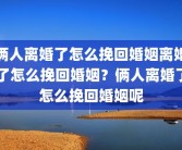 俩人离婚了怎么挽回婚姻离婚了怎么挽回婚姻？俩人离婚了怎么挽回婚姻呢