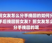 前女友怎么分手挽回的如何分手后挽回前女友？前女友怎么分手挽回的呢