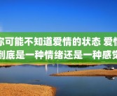 你可能不知道爱情的状态 爱情到底是一种情绪还是一种感觉