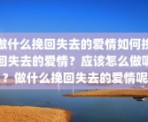 做什么挽回失去的爱情如何挽回失去的爱情？应该怎么做呢？做什么挽回失去的爱情呢