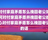 对付家庭矛盾怎么挽回老公如何对付家庭矛盾并挽回老公的心对付家庭矛盾怎么挽回老公的话