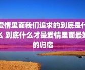爱情里面我们追求的到底是什么 到底什么才是爱情里面最好的归宿