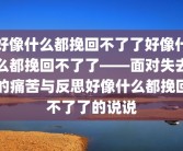 好像什么都挽回不了了好像什么都挽回不了了——面对失去的痛苦与反思好像什么都挽回不了了的说说