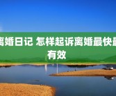 离婚日记 怎样起诉离婚最快最有效 