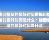 挽回情绪的最好时间是挽回情绪的最好时间是什么？挽回情绪的最好时间是什么